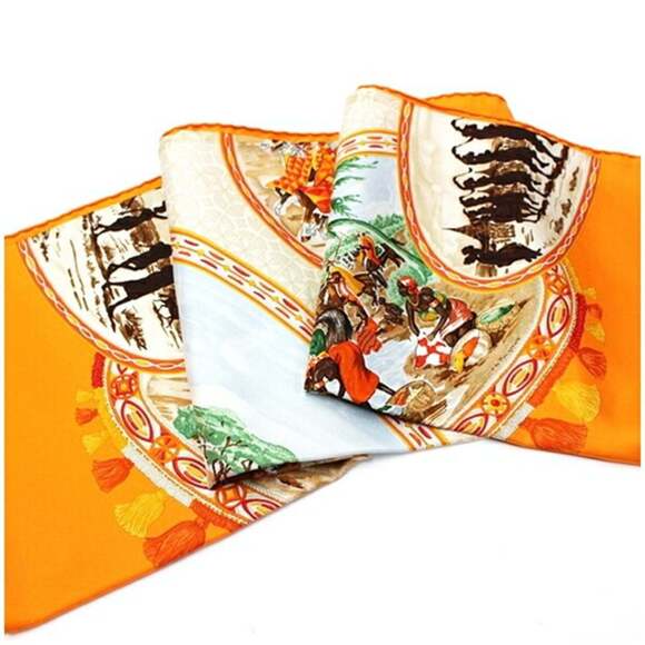 HERMES Authentic Orange Scarf - Picture 8 of 8